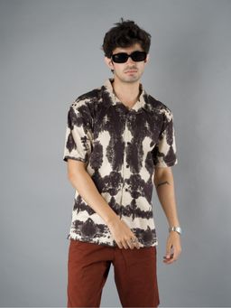 PRONK - Mens Cuban Collar Printed Casual Shirt