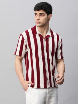 PRONK - Mens Half Sleeve Resort Shirt - Maroon