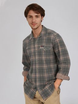 Wrangler - Men Checked Brown Regular Fit Shirt