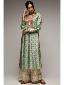 Gopi Vaid - Blue Tilla V-Neck Tunic