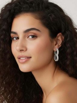 WRAPGAME INDIA - White Baguette Infinity Earrings