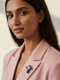 WRAPGAME INDIA - Blue Cross Bling Brooch Cum Pendent