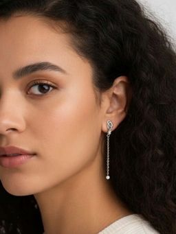 WRAPGAME INDIA - Silver Chain Drop Bling Earring