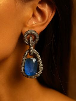 WRAPGAME INDIA - Blue Circle Drop Earrings