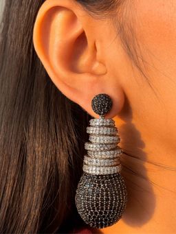 WRAPGAME INDIA - Black Cocktail Lock Earrings