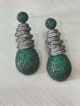 WRAPGAME INDIA - Green Cocktail Lock Earrings