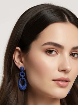 WRAPGAME INDIA - Blue Cuban Link Party Bling Earrings