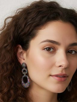 WRAPGAME INDIA - Multi-Color Cuban Link Party Bling Earrings