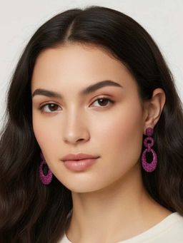 WRAPGAME INDIA - Pink Cuban Link Party Bling Earrings