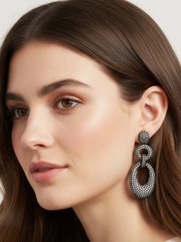 WRAPGAME INDIA - White Cuban Link Party Bling Earrings