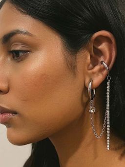 WRAPGAME INDIA - White Drop Point Ear Cuff