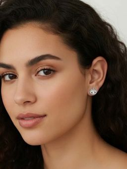 WRAPGAME INDIA - White Evil Eye Blink Bling Earrings
