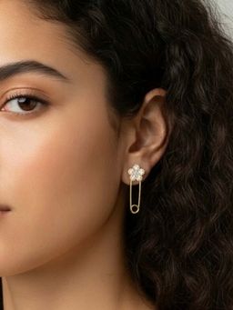 WRAPGAME INDIA - Gold Flower Pin Bling Earring