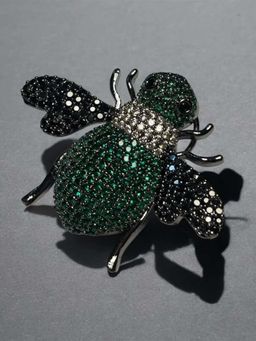 WRAPGAME INDIA - Green Gilded Hive Bee Brooch