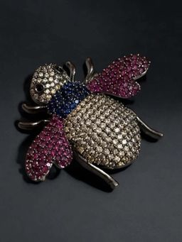 WRAPGAME INDIA - Multi-Color Gilded Hive Bee Brooch