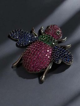 WRAPGAME INDIA - Multi-Color Gilded Hive Bee Brooch