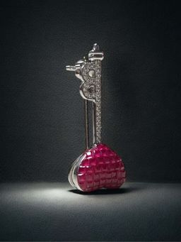 WRAPGAME INDIA - Pink Heart Key Bling Brooch