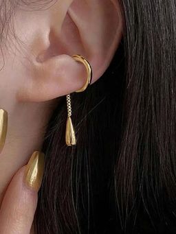 WRAPGAME INDIA - Gold Tear Looped Ear Cuff