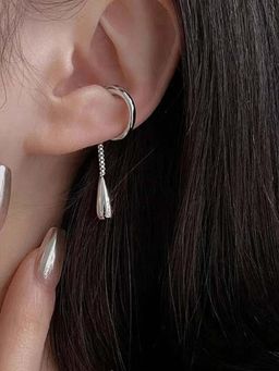 WRAPGAME INDIA - Silver Tear Looped Ear Cuff