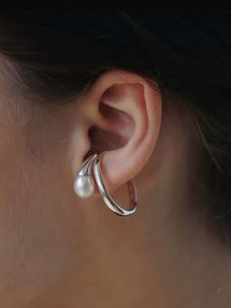 WRAPGAME INDIA - White Twin Tides Ear Cuff