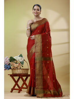 SLAGHA - Women'S Zari Art Silk Saree with Unstitched Blouse