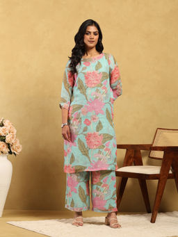 Garden VARELI - Women Floral Silk Blend Co-Ord Set
