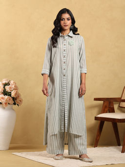 Garden VARELI - Women Stripes Silk Blend Kurta with Palazzo