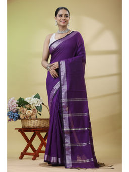 SLAGHA - Women'S Zari Cotton Blend Saree with Unstitched Blouse