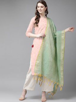 Juniper - Turquoise Chanderi Cotton Dobby Dupatta