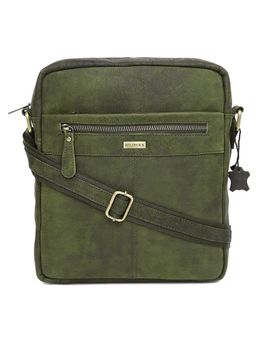 WILDHORN - Classic Genuine Leather Green Textured Sling Bag for Men