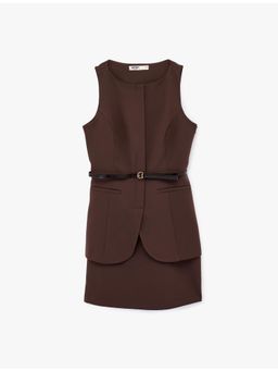Koton - Mini Dress with Belt - Brown