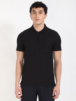 Calvin Klein - Black Ss Contrast Tipping Pique Zip Polo T-Shirt