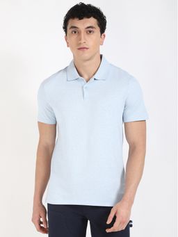 Calvin Klein - Blue Ss Birdseye Linen Jersey Polo T-Shirt