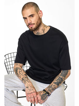 Snitch - Core Lab Black Solid Oversized Fit T-Shirt