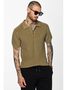 Snitch - Core Lab Olive Textured Polo T-Shirt