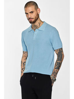 Snitch - Core Lab Light Blue Textured Polo T-Shirt