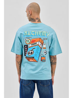 Snitch - Alchemy Light Blue Printed Oversized Fit T-Shirt