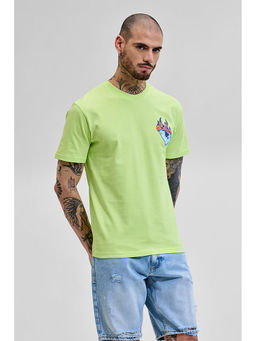 Snitch - Unhappy Lime Green Graphic Slim Fit T-Shirt