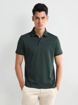 Arrow - Green Printed Cotton Polo T-Shirt