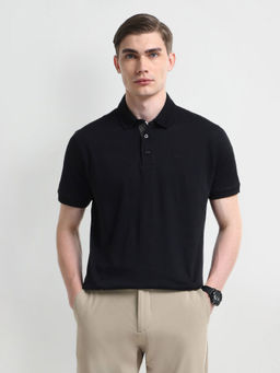 Arrow - Black Regular Fit Solid Polo T-Shirt