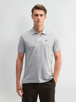 Arrow Sports - Grey Solid Regular Fit Polo T-Shirt