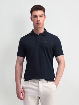 Arrow Sports - Navy Blue Solid Regular Fit Polo T-Shirt