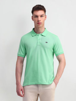 Arrow Sports - Green Solid Regular Fit Polo T-Shirt