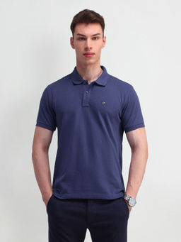 Arrow Sports - Blue Solid Regular Fit Polo T-Shirt