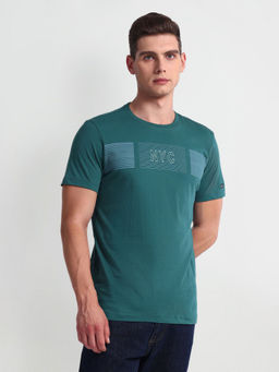 Arrow Sports - Green Printed Cotton Fit T-Shirt