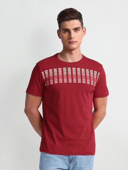 Arrow Sports - Printed Red Cotton T-Shirt