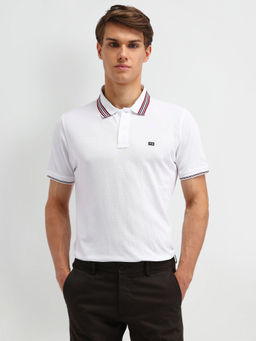 Arrow Sports - White Solid Regular Fit Polo T-Shirt