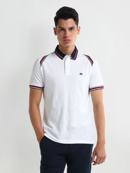 Arrow Sports - White Solid Regular Fit Polo T-Shirt