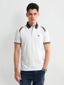 Arrow Sports - White Solid Regular Fit Polo T-Shirt