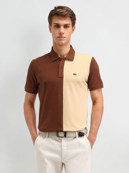 Arrow Sports - Brown Colour Block Regular Fit Polo T-Shirt